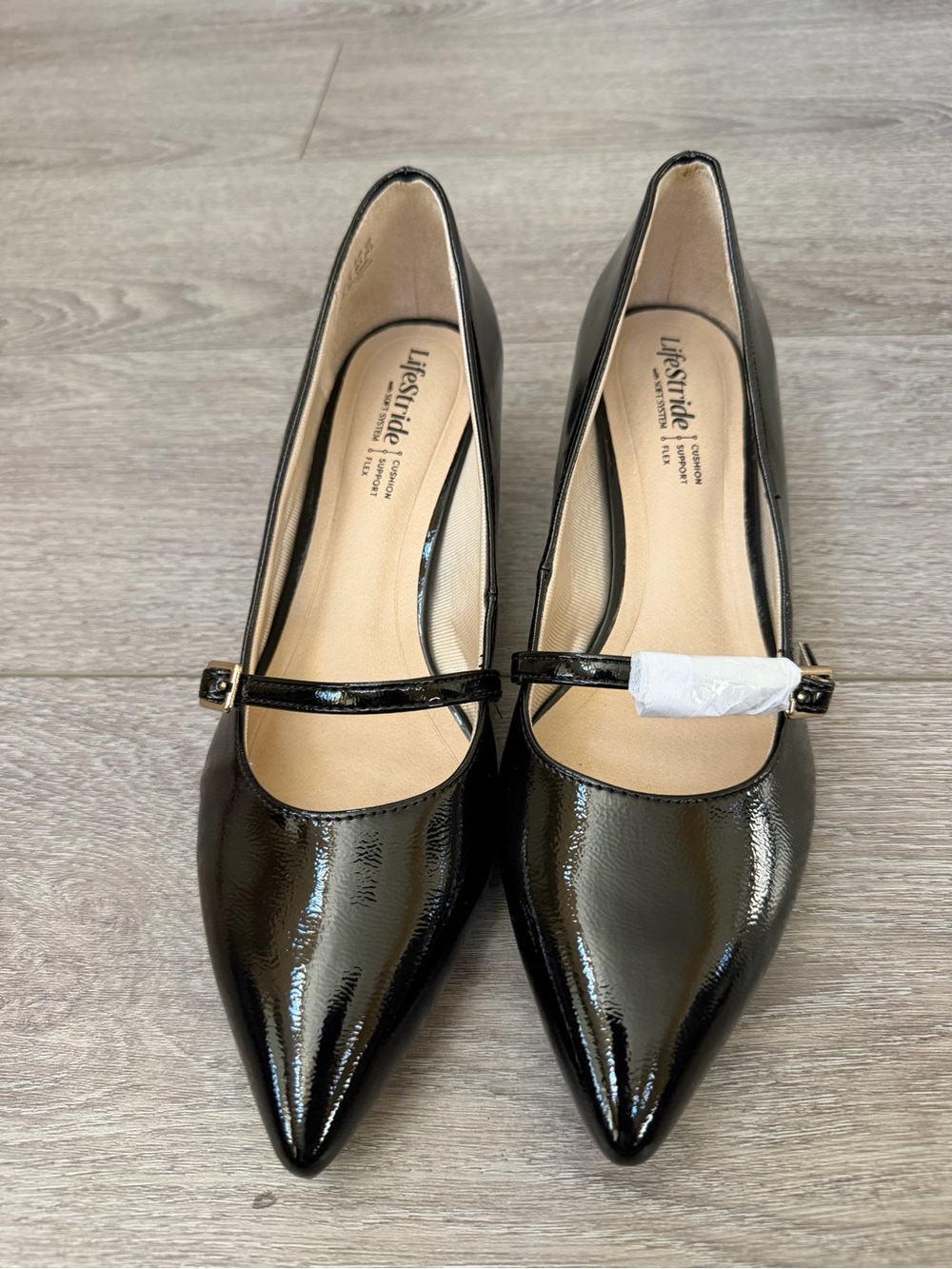 Life Stride Black Patent Pointed Mary Jane Flats
